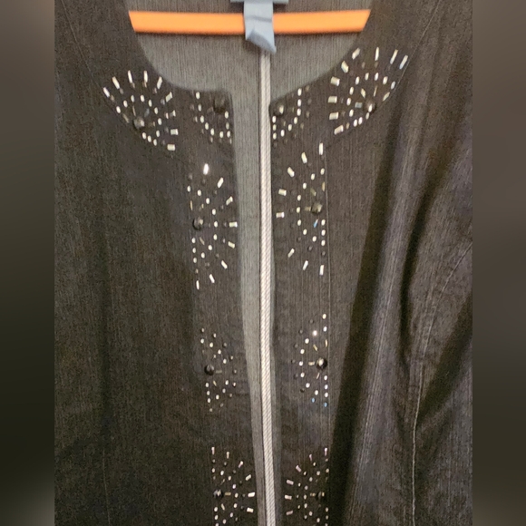 Catherines Brand - Dark Blue/Black Open Front Jacket with Studded Design - Picture 4 of 6